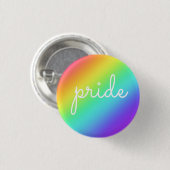 Rainbow & White Script PRIDE Button-on-Taste Button (Vorne & Hinten)
