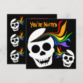 Rainbow White Skull Einladungen (Vorne/Hinten)