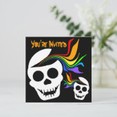 Rainbow White Skull Einladungen (Stehend Vorderseite)
