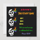 Rainbow White Skull Einladungen (Rückseite)