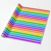 Rainbow-White-Strip-Wrapping-Papier Geschenkpapier (Ungerollt)