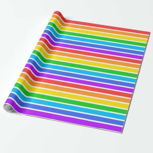 Rainbow-White-Strip-Wrapping-Papier Geschenkpapier (Ungerollt)