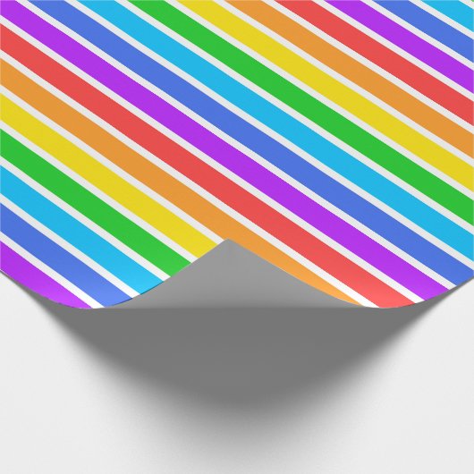 Rainbow-White-Strip-Wrapping-Papier Geschenkpapier (Ecke)