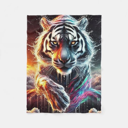 Rainbow White Tiger Fleecedecke (Vorderseite)