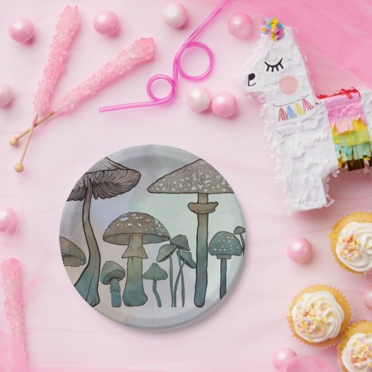 Rainbow Wild Mushrooms Pappteller (Party)