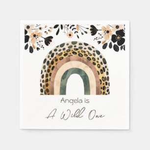 Rainbow Wild One Boho Floral Kindergeburtstag Serviette