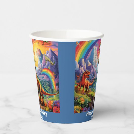 Rainbow Wild One Dinosaurier Blue Pappbecher (Links)