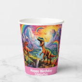 Rainbow Wild One Dinosaurier Dinosaurier Pink Pappbecher (Rückseite)