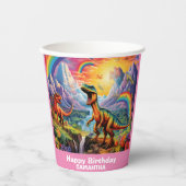 Rainbow Wild One Dinosaurier Dinosaurier Pink Pappbecher (Vorderseite)