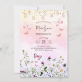 Rainbow Wildblume Boho 1. Geburtstag Einladung (Vorderseite)