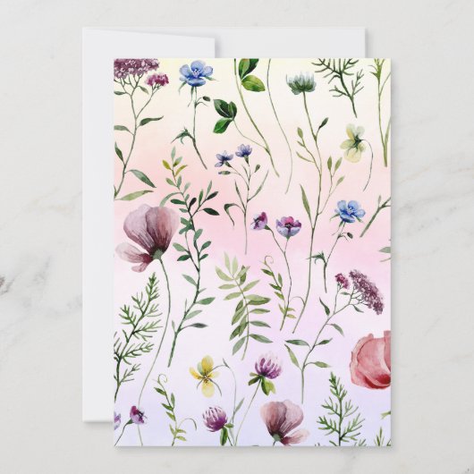 Rainbow Wildblume Boho 1. Geburtstag Einladung (Rückseite)