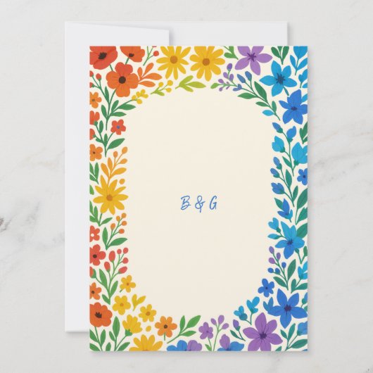 Rainbow-Wildblume Rustikale Blumenhochzeit Einladung (Rückseite)