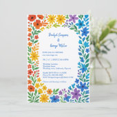 Rainbow-Wildblume Rustikale Blumenhochzeit Einladung (Stehend Vorderseite)