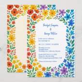 Rainbow-Wildblume Rustikale Blumenhochzeit Einladung (Vorne/Hinten)