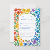 Rainbow-Wildblume Rustikale Blumenhochzeit RSVP Karte (Vorderseite)