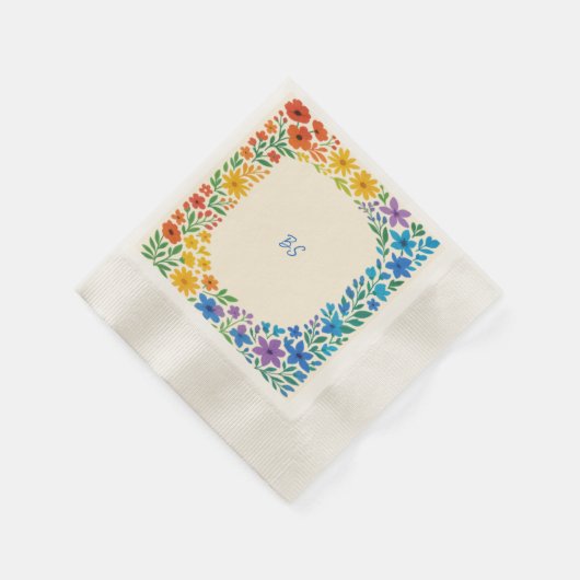 Rainbow-Wildblume Rustikale Blumenhochzeit Serviette (Ecke)