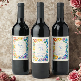 Rainbow-Wildblume Rustikale Blumenhochzeit Weinetikett