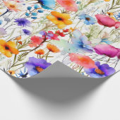 Rainbow Wildflower Meadow Floral Watercolor  Geschenkpapier (Ecke)