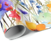 Rainbow Wildflower Meadow Floral Watercolor  Geschenkpapier (Rolleneckpunkt)