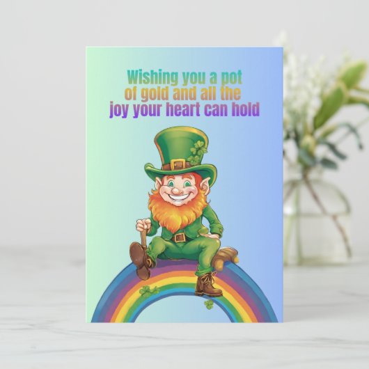 Rainbow will: Ein Pot of Gold & Joy - St. Patrick' Einladung (Stehend Vorderseite)