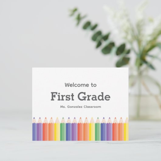 Rainbow Willkommen zurück zur Postkarte der Schule (Stehend Vorderseite)