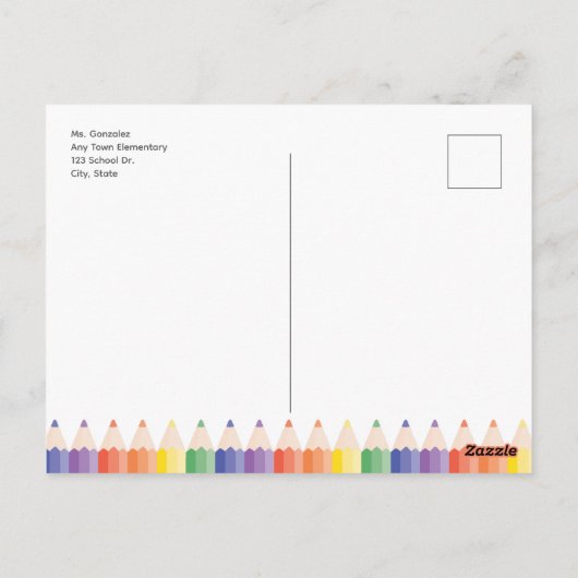 Rainbow Willkommen zurück zur Postkarte der Schule (Rückseite)