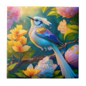 Rainbow Winged Jay Fantasy Bird Fliese (Vorderseite)
