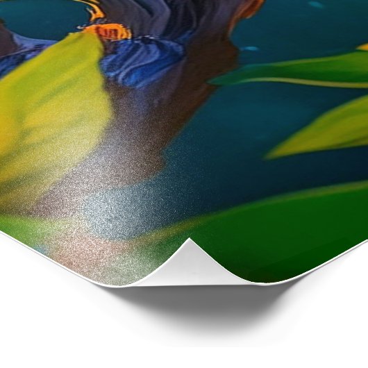 Rainbow Winged Jay Fantasy Bird Fotodruck (Ecke)