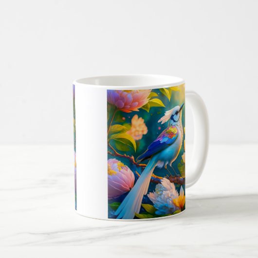 Rainbow Winged Jay Fantasy Bird Kaffeetasse (VorderseiteRechts)