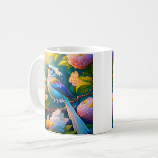 Rainbow Winged Jay Fantasy Bird Kaffeetasse (Vorderseite Links)