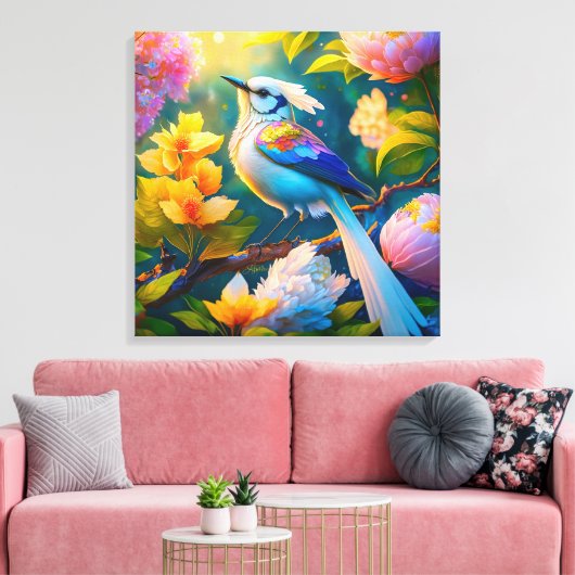 Rainbow Winged Jay Fantasy Bird Leinwanddruck (Insitu (Wohnzimmer))