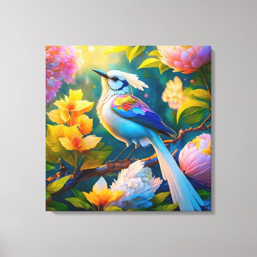 Rainbow Winged Jay Fantasy Bird Leinwanddruck (Vorderseite)