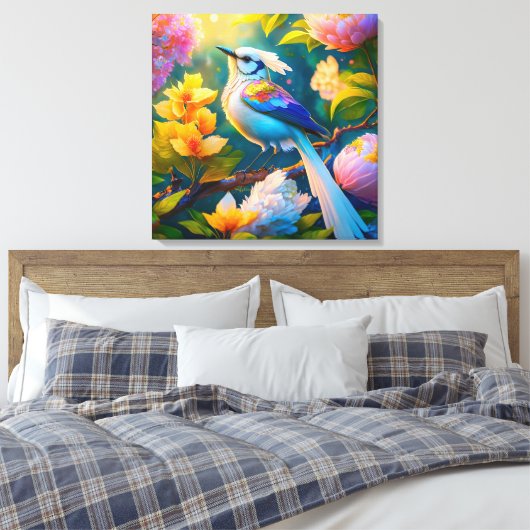 Rainbow Winged Jay Fantasy Bird Leinwanddruck (Insitu (Schlafzimmer))