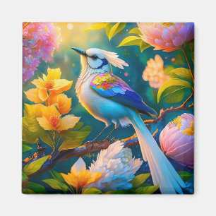 Rainbow Winged Jay Fantasy Bird Magnet
