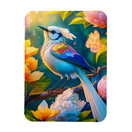 Rainbow Winged Jay Fantasy Bird Magnet (Vertikal)
