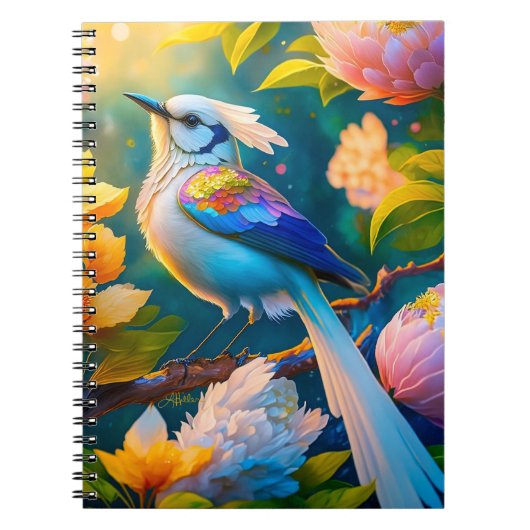 Rainbow Winged Jay Fantasy Bird Notizblock (Vorderseite)