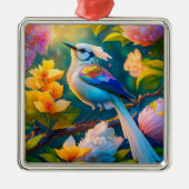 Rainbow Winged Jay Fantasy Bird Ornament Aus Metall (Vorne)