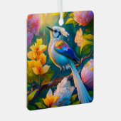 Rainbow Winged Jay Fantasy Bird Ornament Aus Metall (Vorderseite Rechts)