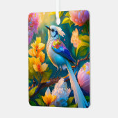 Rainbow Winged Jay Fantasy Bird Ornament Aus Metall (Vorderseite links)