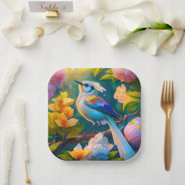 Rainbow Winged Jay Fantasy Bird Pappteller
