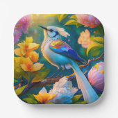 Rainbow Winged Jay Fantasy Bird Pappteller (Vorderseite)