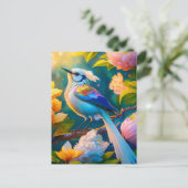 Rainbow Winged Jay Fantasy Bird Postkarte (Stehend Vorderseite)