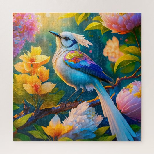 Rainbow Winged Jay Fantasy Bird Puzzle (Vertikal)