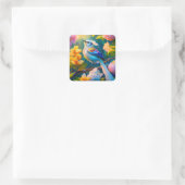 Rainbow Winged Jay Fantasy Bird Quadratischer Aufkleber (Tasche)