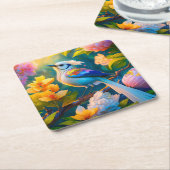 Rainbow Winged Jay Fantasy Bird Rechteckiger Pappuntersetzer (angewinkelt)
