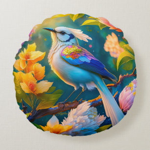 Rainbow Winged Jay Fantasy Bird Rundes Kissen