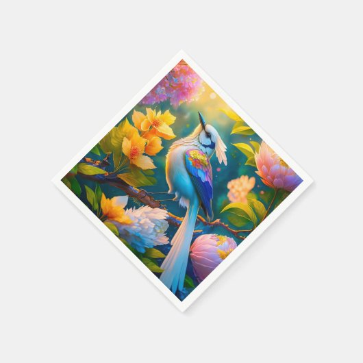 Rainbow Winged Jay Fantasy Bird Serviette (Ecke)