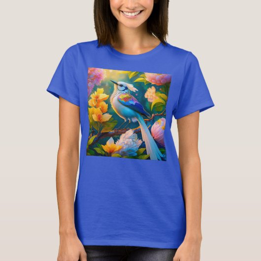 Rainbow Winged Jay Fantasy Bird T-Shirt (Vorderseite)