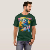 Rainbow Winged Jay Fantasy Bird T-Shirt (Vorne ganz)