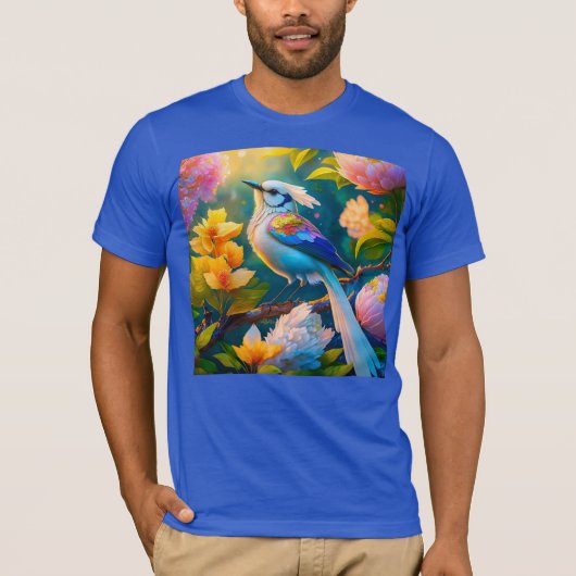 Rainbow Winged Jay Fantasy Bird T-Shirt (Vorderseite)